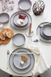 Hermia Juego de Cena de Porcelana de 24 Piezas Gris